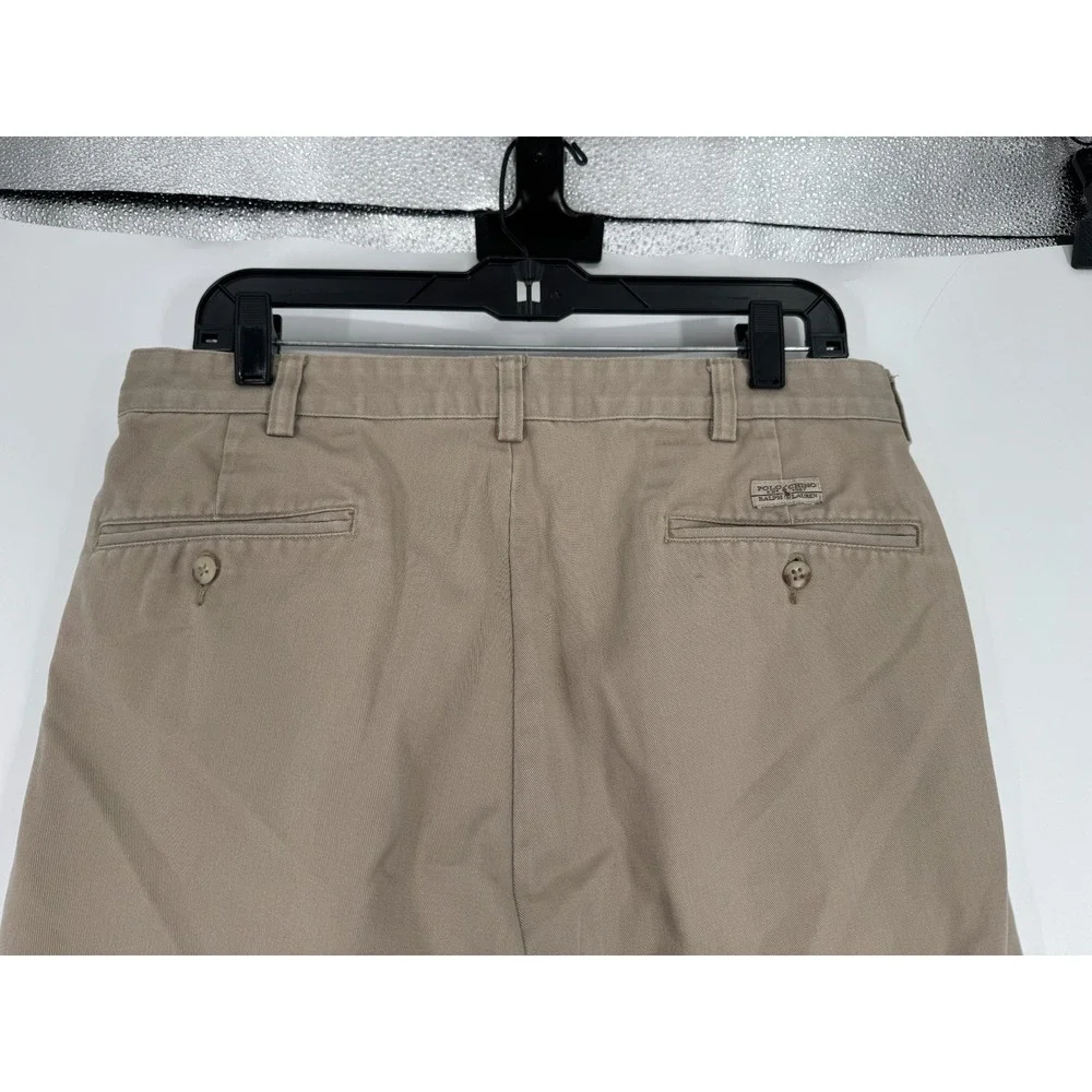 Polo Ralph Lauren Andrew Pants Mens Size 34x32 Khaki Vintage Baggy Pleated Chino